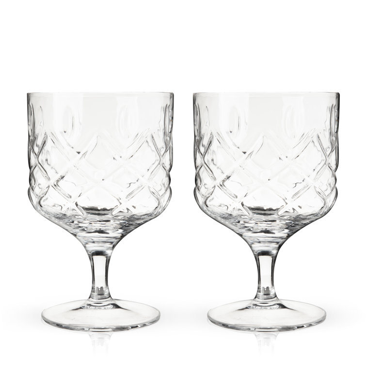 Viski Admiral Etched Martini Glasses, Set of 2 9 oz Cocktail Coupes,  Lead-Free Crystal Glassware