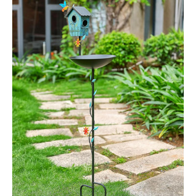 Bird Baths And Bird Houses For Outside With Pole Metal Bird Bath And Free Standing