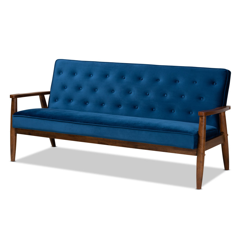 71.26'' Velvet Sofa, Navy Blue