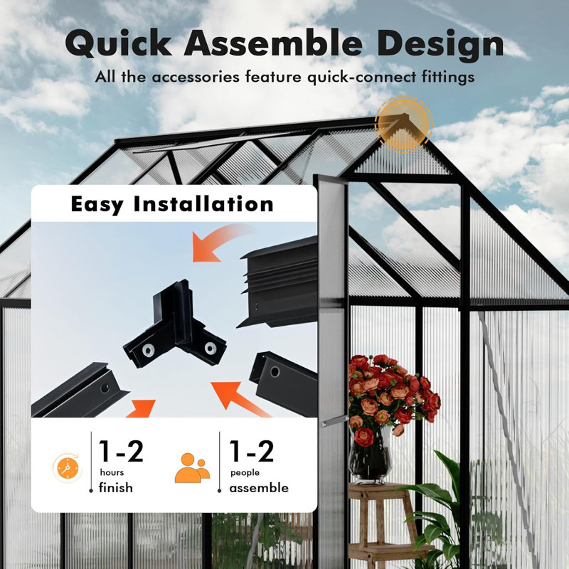 Greenhouse For Outdoors, Large Walk In Greenhouse Kit And Winter Garden Planting, Enhanced Aluminum Green Houses For Outside Withstands Strong Wind Or Snow To Protect Vegetables Or Plants