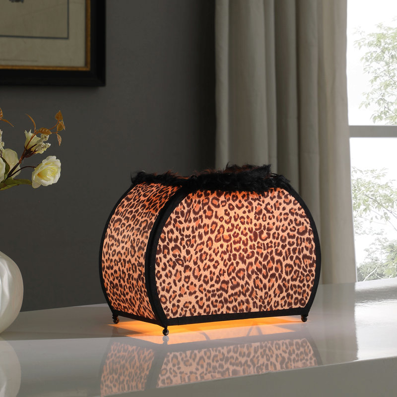 Sac à main 11,75 "à imprimé animal avec lampe de table noire