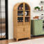 Garde-manger arqué avec tablettes réglables, portes en verre et tiroir de rangement-682447554