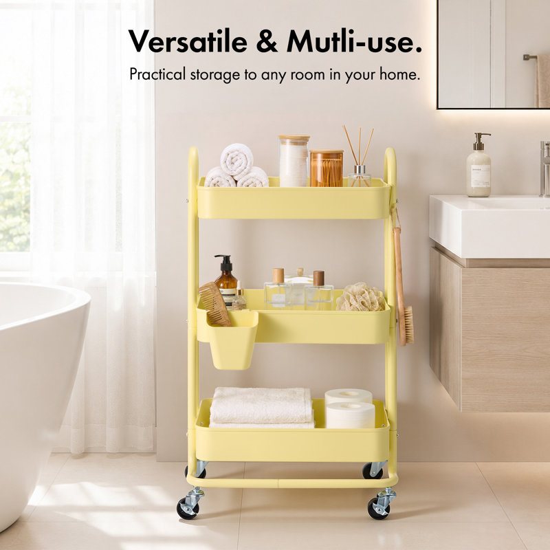 79.5 cm H x 46 cm W Utility Cart with Wheels, Yellow
