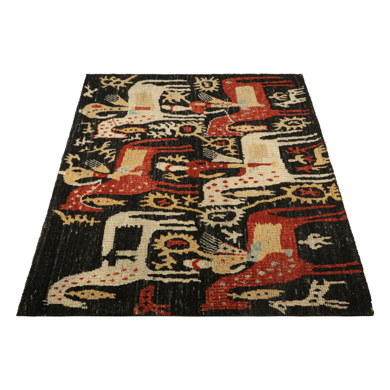 Burano Hand Knotted Wool Animal Print Area Rug, Rectangle 10' x 14'