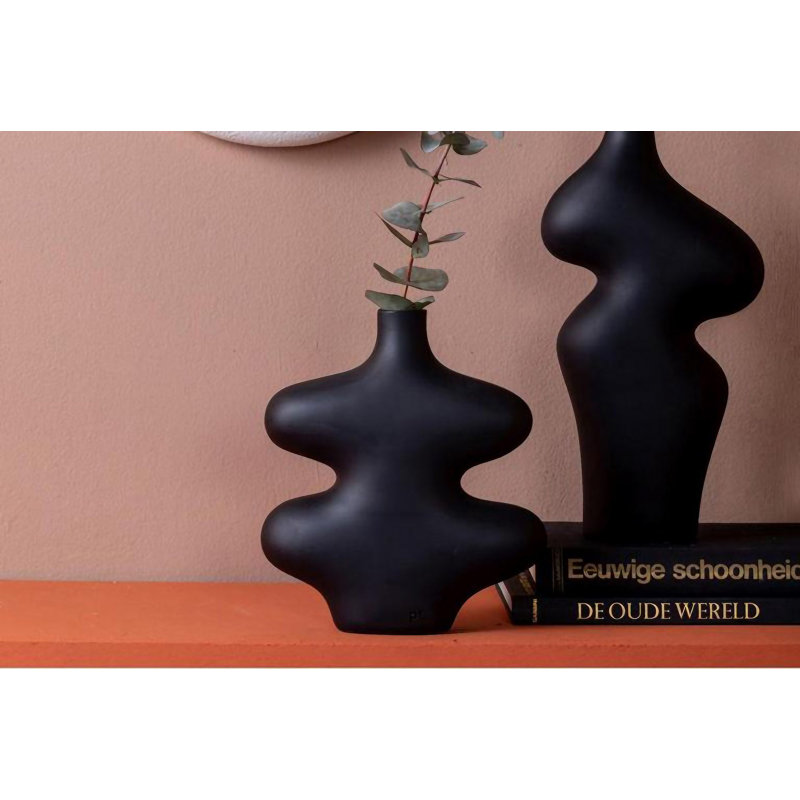 Corderra Ceramic Table Vase, 19cm H x 5cm W x 21cm D, Black