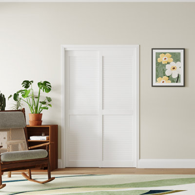 Sliding Closet Door - 6 Raised Panel Design Prefinished MDF Interior Sliding Door With Installation Hardware