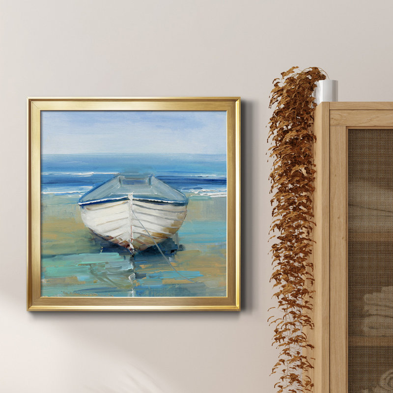 Beach Dreaming - Peinture sur toile encadrée, Toile encadrée dorée, H 17,5 po x l 17,5 po x P 1,5 po
