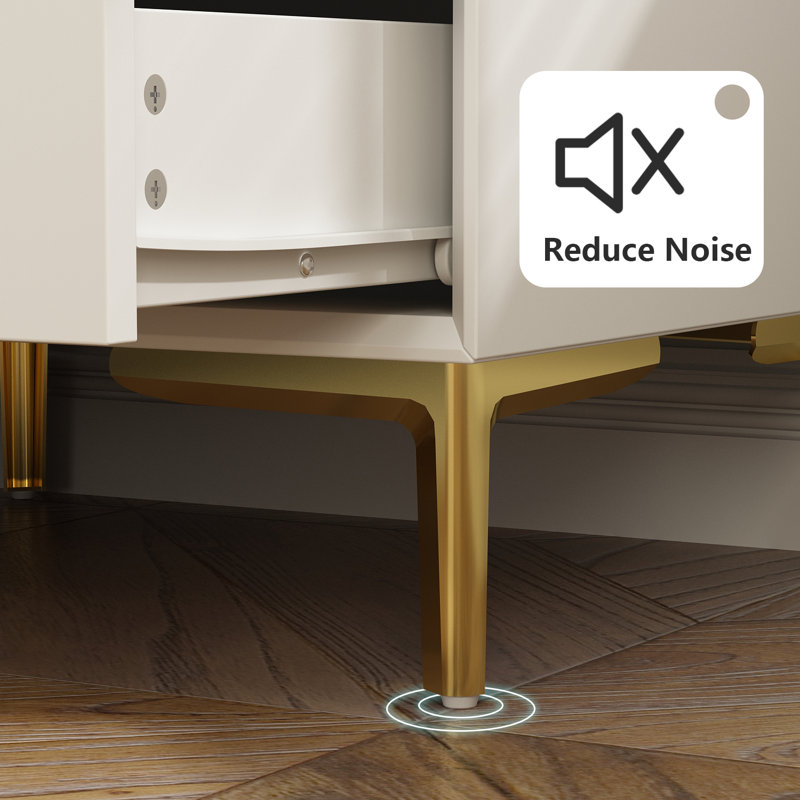3 - Drawer Nightstand With Metal Legs, White