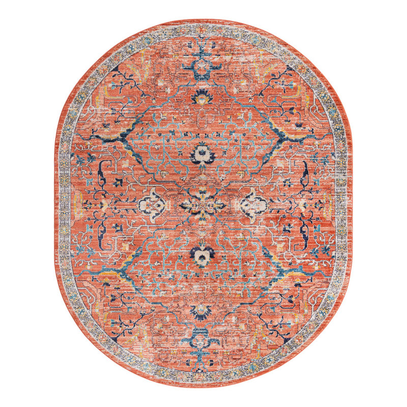 Alkire Floral Indoor Rug, Oval 7'10" x 10'2"