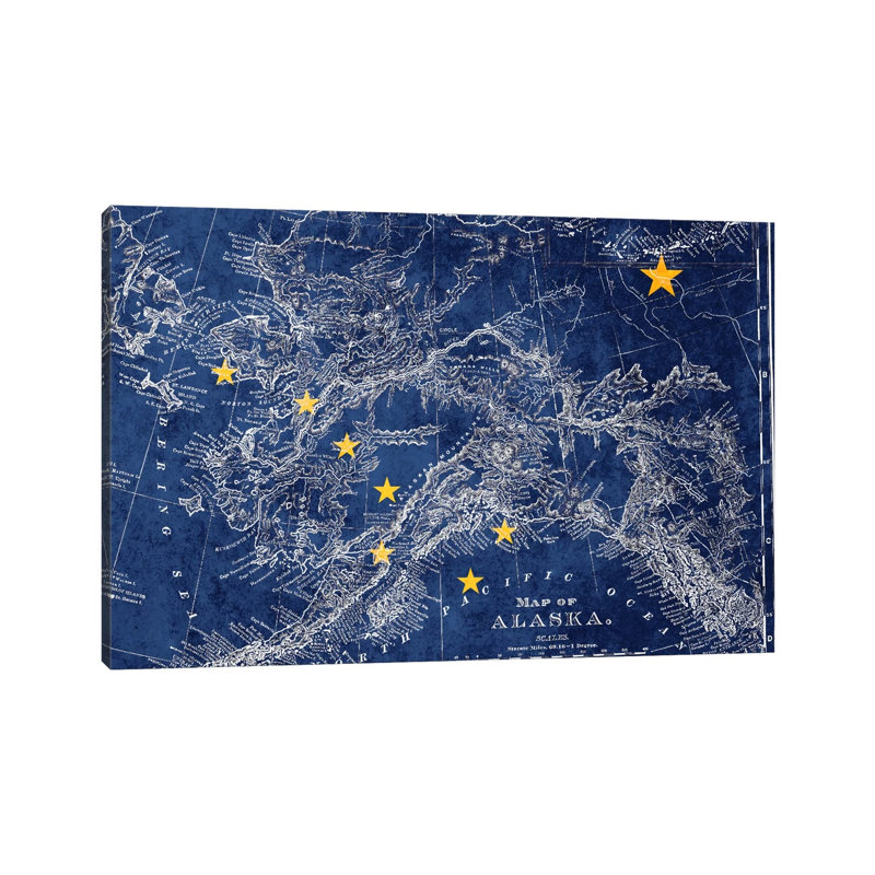 Alaska (Vintage Map) II - Wrapped Canvas Painting, 101.6 cm H x 66.04 cm W x 1.91 cm D