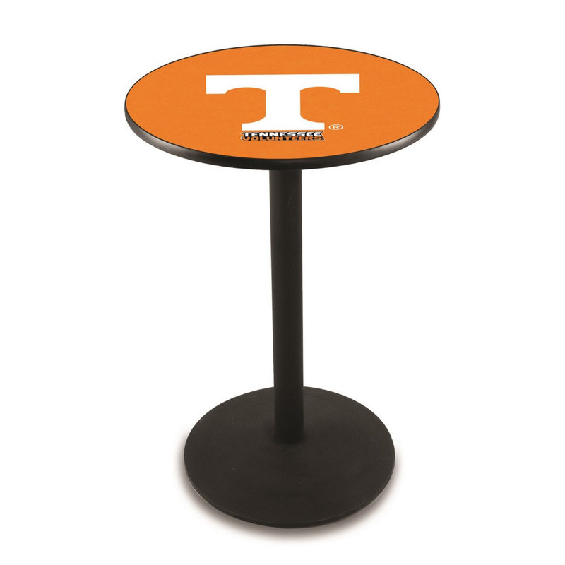 Round Metal Base Dining Table, Black Wrinkle, University of Tennessee