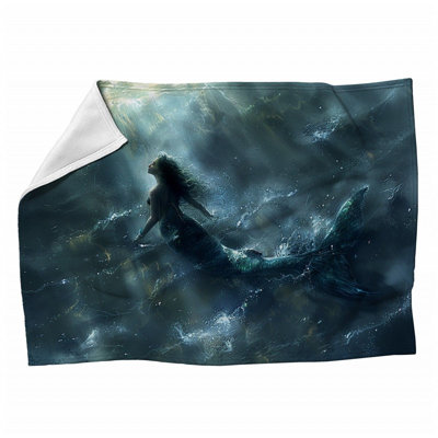 Mermaid Fantasy Bathroom Machine Printed Throw Blanket