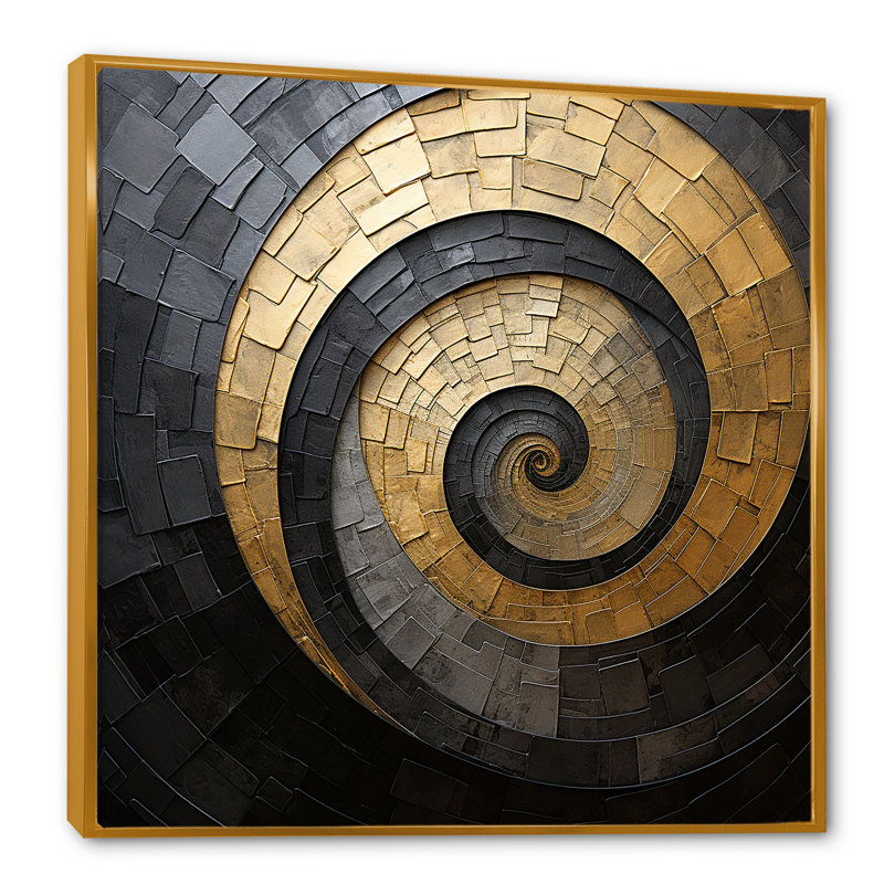 «Matlock - Abstract Spirals», impression sur toile, Toile avec cadre flottant or, H 36 po x l 36 po x P 1,5 po