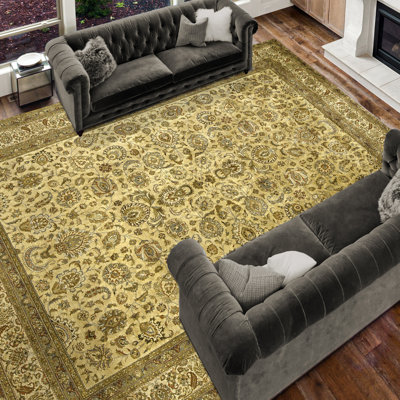 Tapis rectangulaire en laine noué à la main