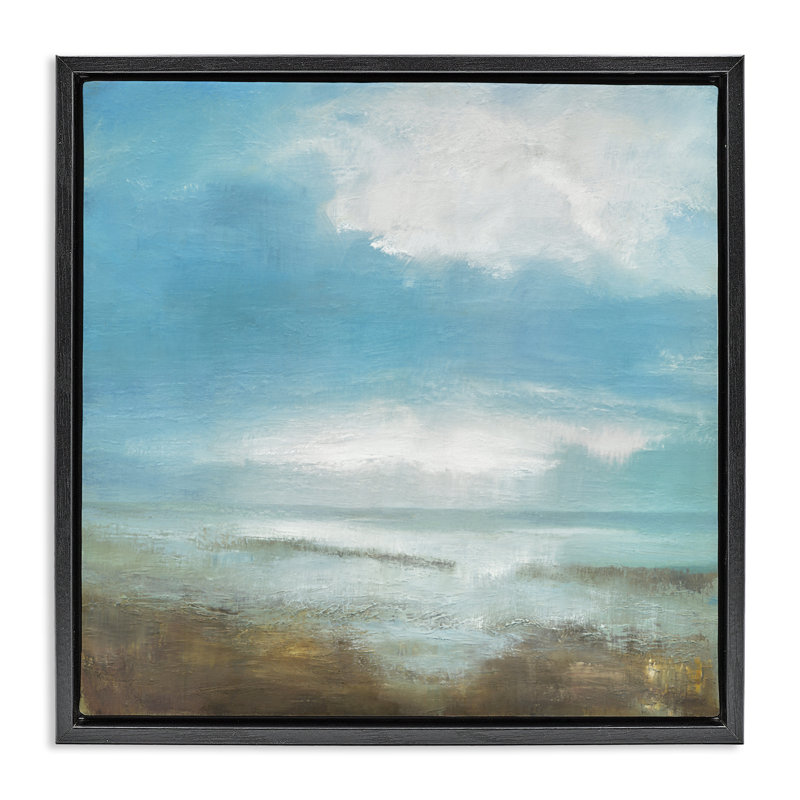 Cadre flottant à abstraction décoloré Seawall, design par Caroline Gold, H 18 po x l 18 po, Cadre flottant noir de jais