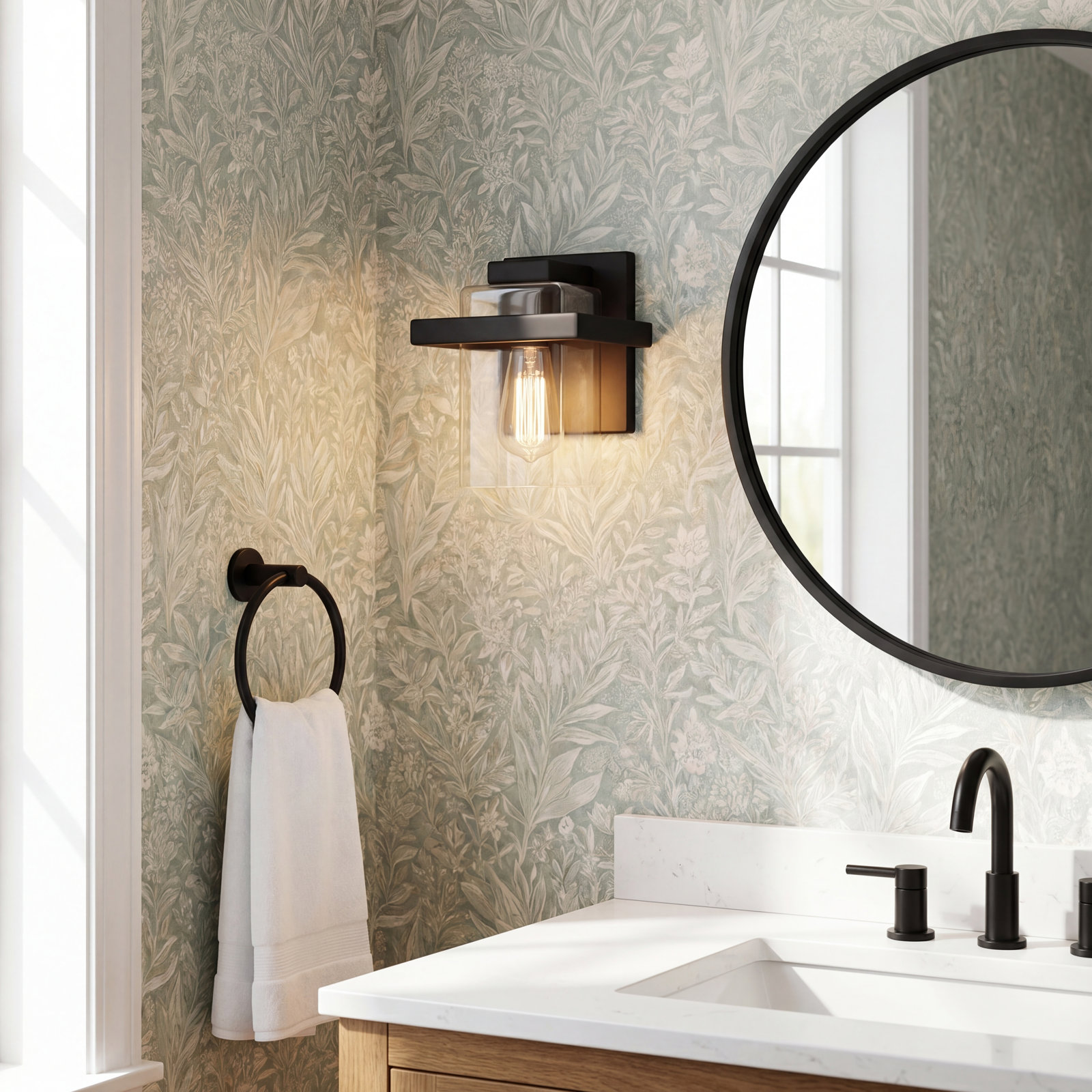 Aya Single Transparent Dimmable Bath Sconce