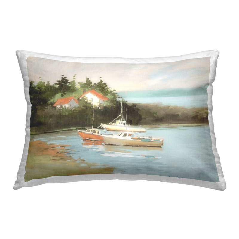 Coussin Calm Boat Harbor, imprimé par Jane Slivka