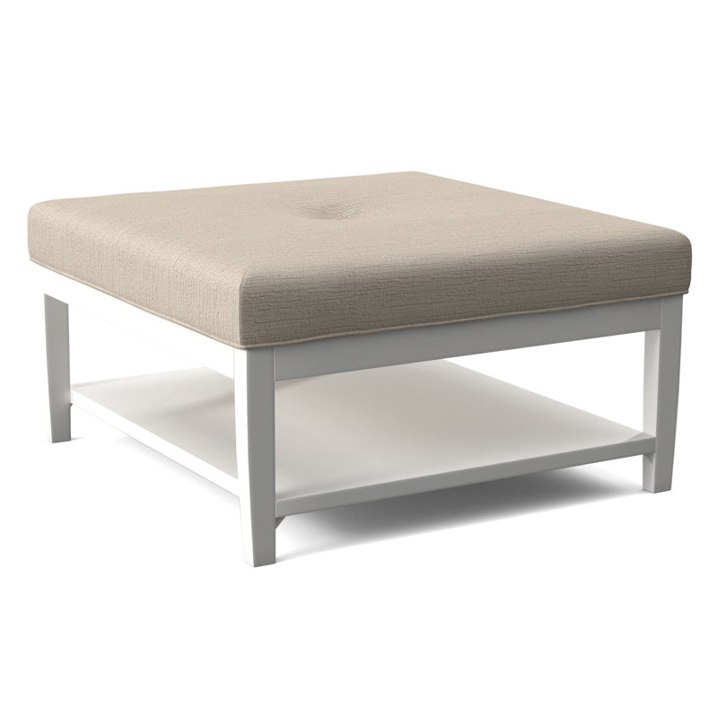 Hammond Square Ottoman, Frost White Finish, White Performance Fabric; 0851-94