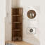 Walnut Corner Shelf, 4 Tier Corner Modern Corner Bookshelf for Living Room