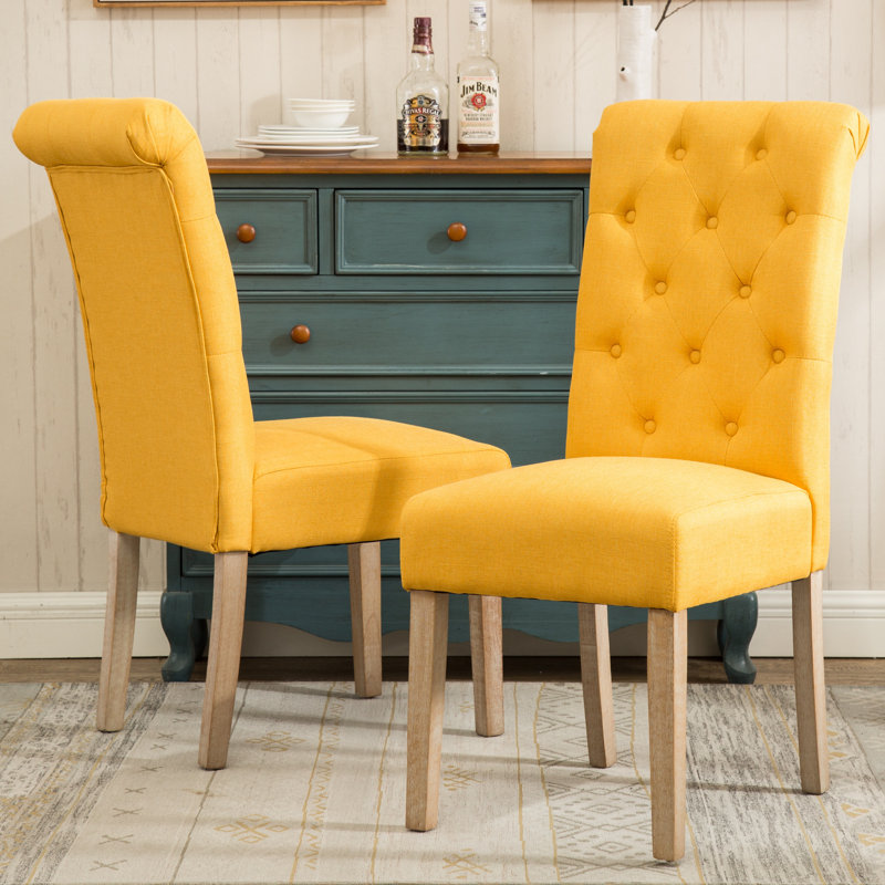 Charlotte Tufted Upholstered Parsons Chair, Yellow