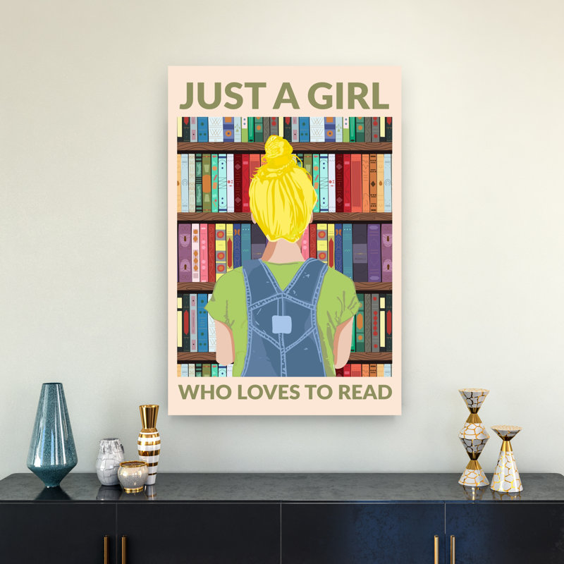 «Book Lover Girl», impression d'art abstrait abstrait coloré, 36" H x 24" W