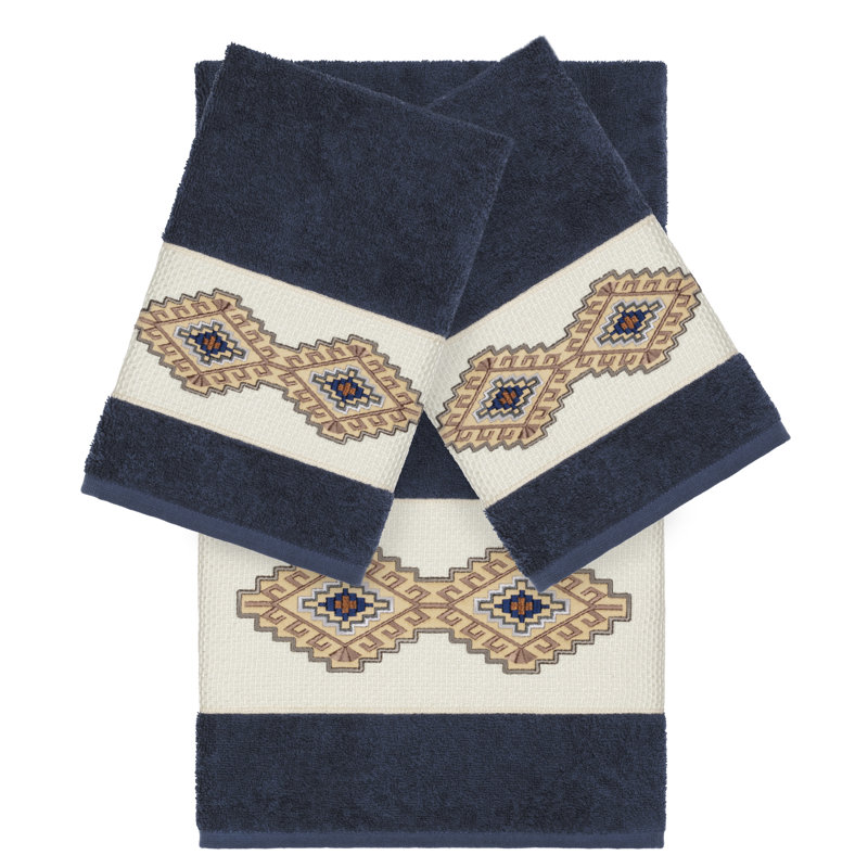 Gianna 3 Piece Turkish Cotton Towel Set, Midnight Blue