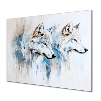 «Minimalist Wolf Pack Portrait I - Animals», reproduction d'art en métal