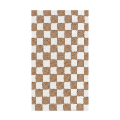 Celi Modern Checkered Shag Area Rug With Non-Slip Backing