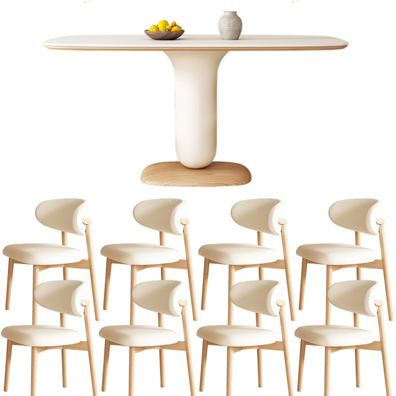 Creamy style simple rectangular dining table sets