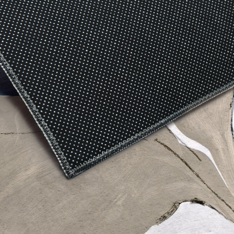 Grey Flowers I Washable Area Rug, Power-loomed, Heavenly Softness with Non-Slipping Backing