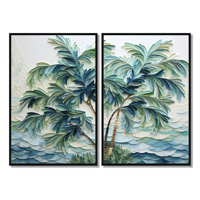 «Green Minimalims Palm Trees» - Art mural traditionnel