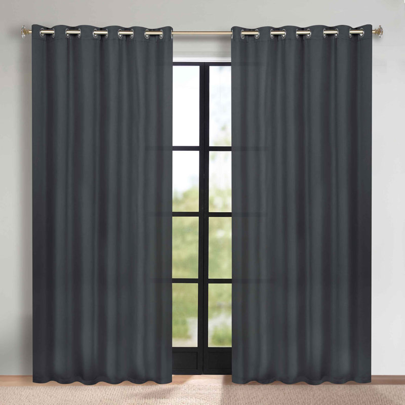 Paire de rideaux obscurcissant avec œillets Millendon, Gris, L 70 po x L 108 po