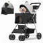 Folding Pet Stroller, Foldable Dog Jogger Stroller with Detachable Carrier, Basket and Cup Holder-106691718