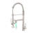 Heavy-Duty LED Brushed Nickel High Arc Pull-Down Commercial Kitchen Faucet