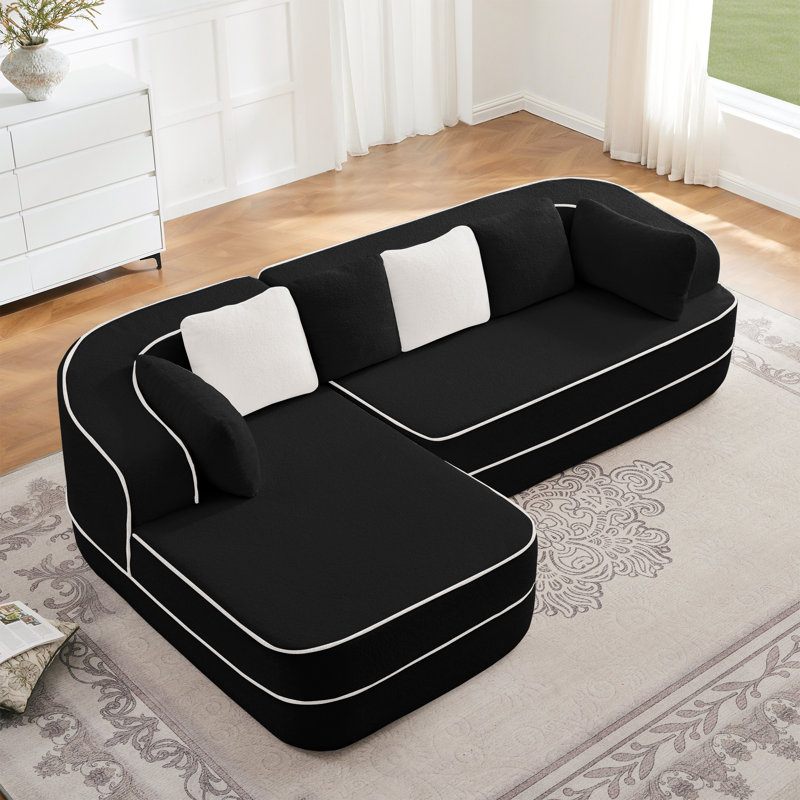 Canapé modulaire en L de 106 po avec mousse à haute densité Roomfitter, Noir / blanc