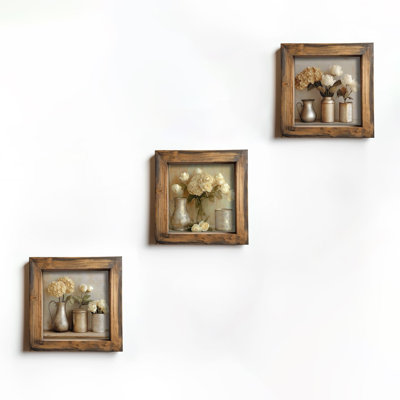 Ensemble de 3 peintures élégantes, 16 x 16 x 0,8 po | 100% panneau de fibres à densité moyenne avec impression UV, encadré en bois d'épinette à 100% | Parfait pour le salon, la chambre à coucher et le bureau, art mural accrocheur