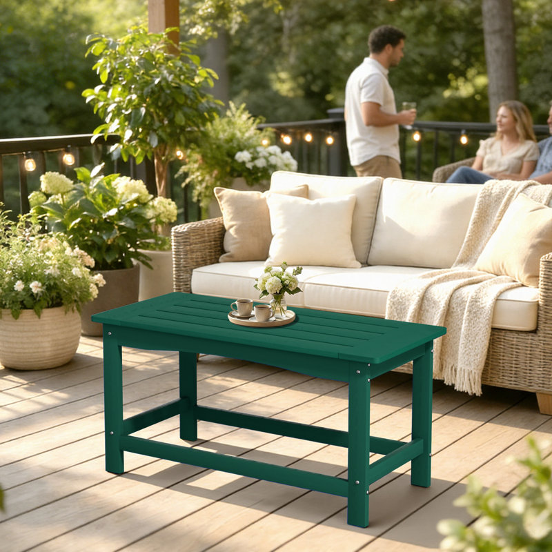 Table basse rectangulaire d'extérieur en PEHD l 35,4 po x P 17,5 po x H 16 po, Dark Green