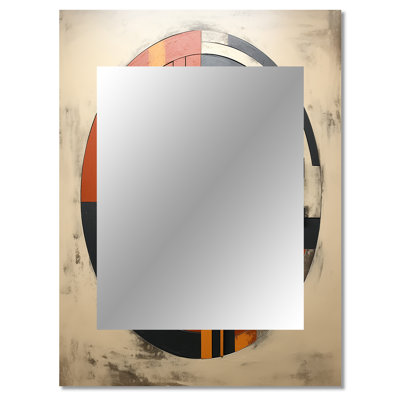 Midcentury Geometric Abstract In Retro Orange - Midcentury Modern Unique Wall Mirror, Modern Mirror, Printed Metal Art