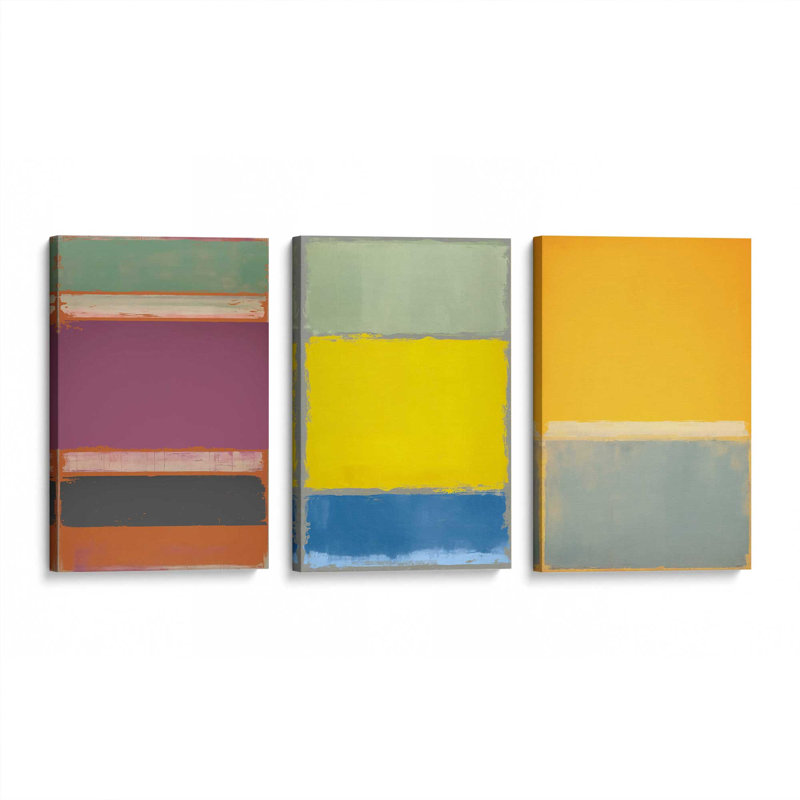 "Sunfield Glow Triptych" par Golden Glow Interiors 3 - Pièces sur toile, Toile tendue, H 18 po x l 12 po