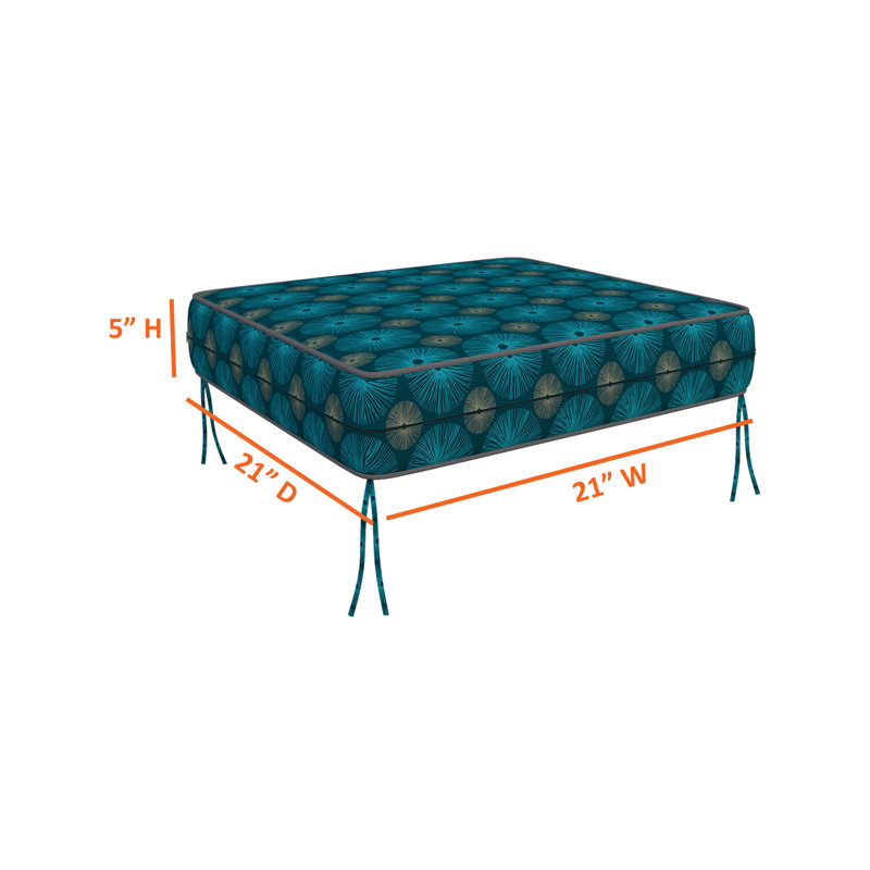 Outdoor Square Printed Cushion Cover, Decorative Cushion Sofa Cover With Piping, 5" H x 21" W x 21" D