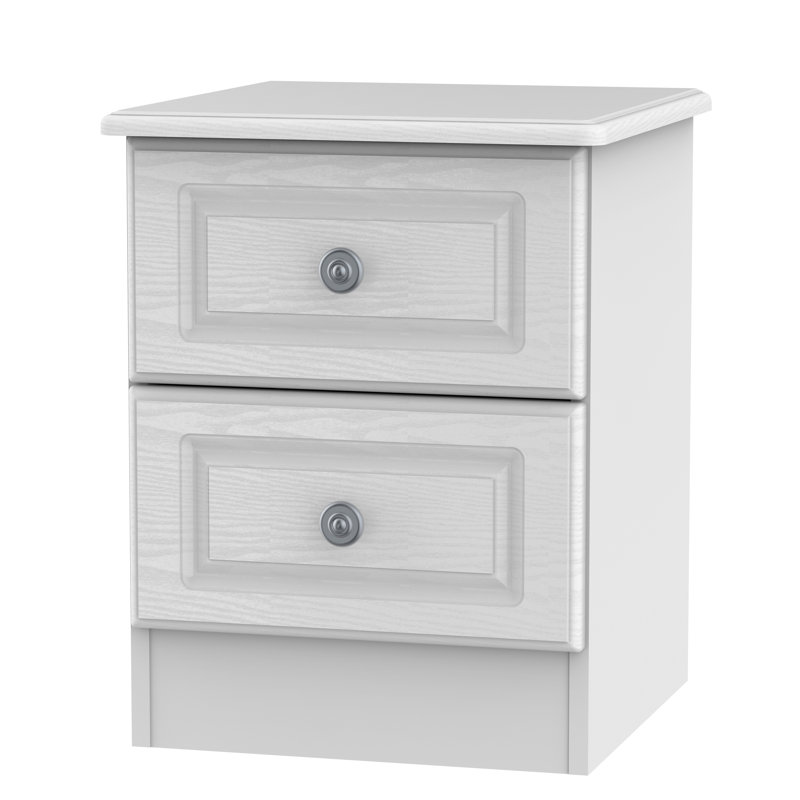 Fully Assembled Meansville 2 Drawer Bedside Table, White