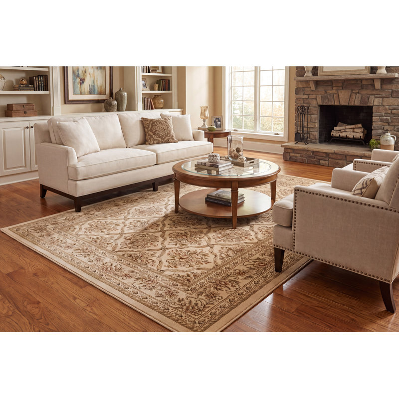 Tapis ivoire persan Atterbury, Rectangle 6 pi 7 po x 9 pi 6 po
