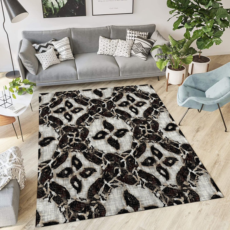 Tapis intérieur / extérieur rectangulaire en polyester tissé à la machine, Rectangle 2 pi x 3 pi