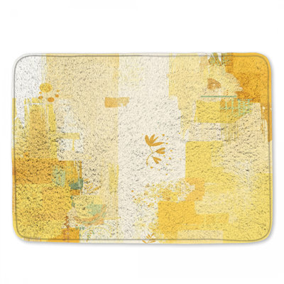 Abstract Yellow Brushstrokes Bath Mat