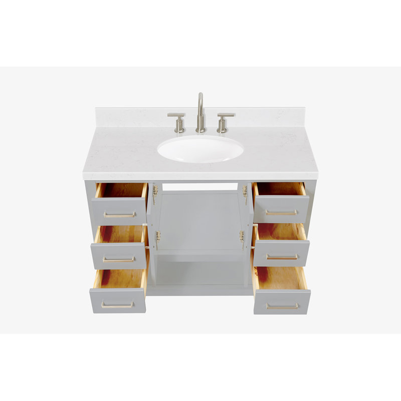 ARIEL Magnolia 42 Single Bathroom Vanity with Top, Gray, Rectangular