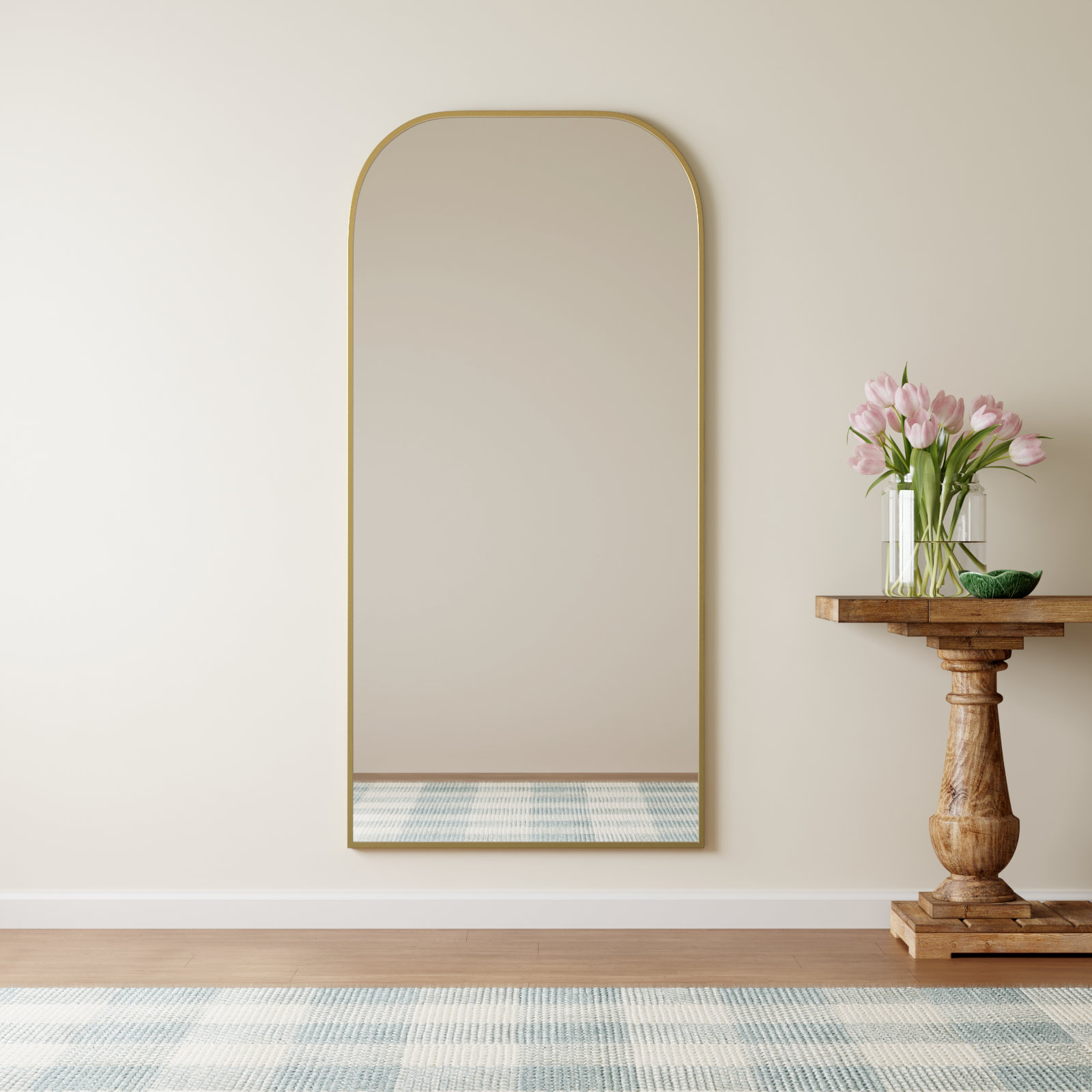 Sabine Metal Wide Arch Wall Mirror, 66" x 32", Brass