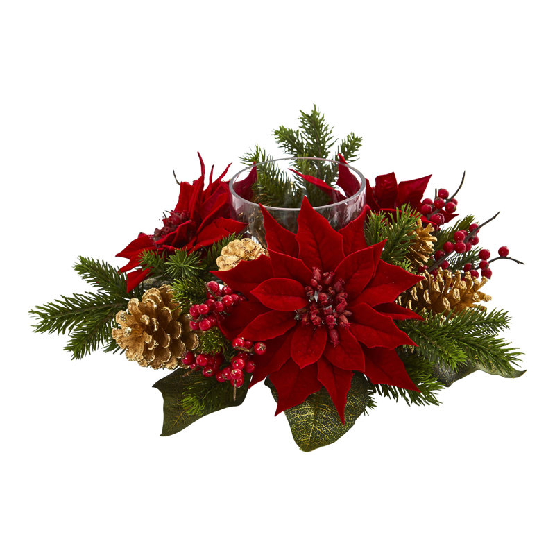 Candélabre de poinsettia artificiel