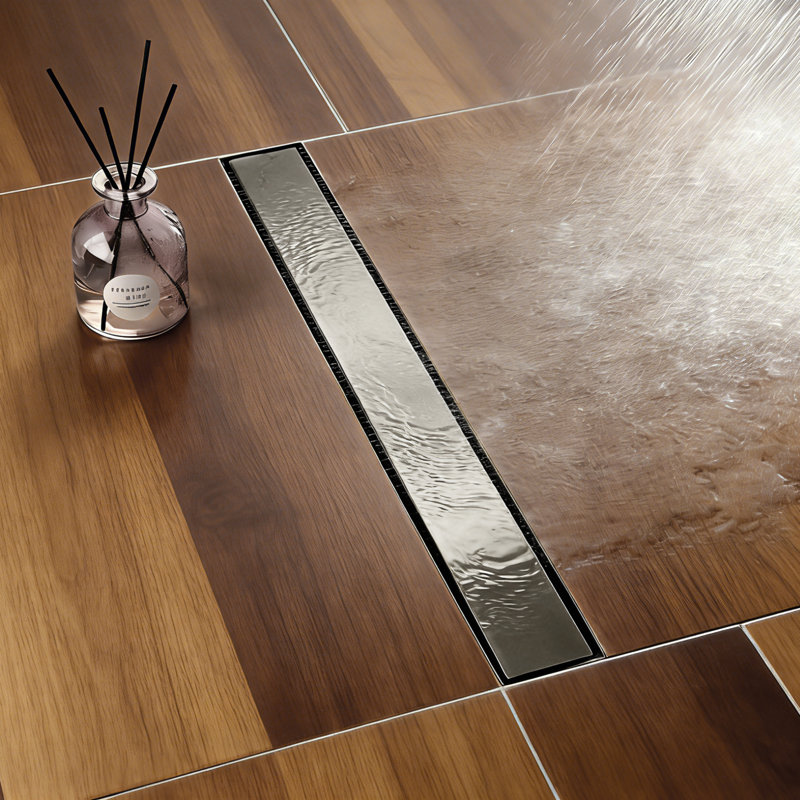 Drain de douche linéaire 18 po, Nickel brossé