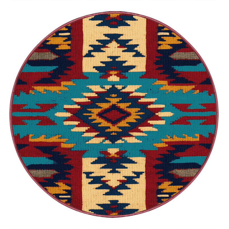  Tapis lavable d'inspiration Navajo, Rond 7 pi
