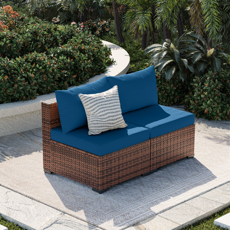 2-Person Outdoor Seating Group With Cushions, Navy Blue